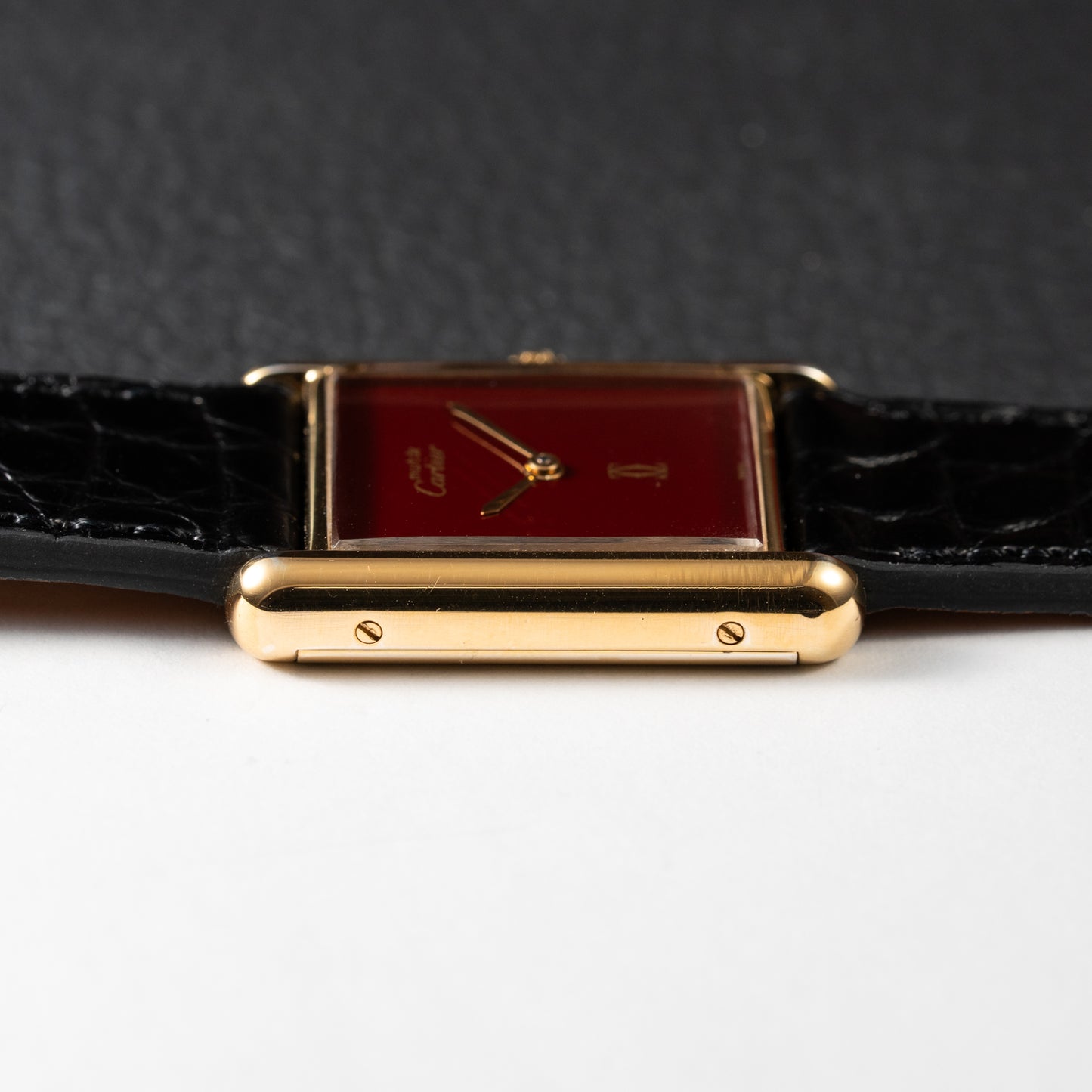 Cartier Must de Tank "Set of Three" Burgundy from 1985 Ultra-Rare Collector’s Treasure
