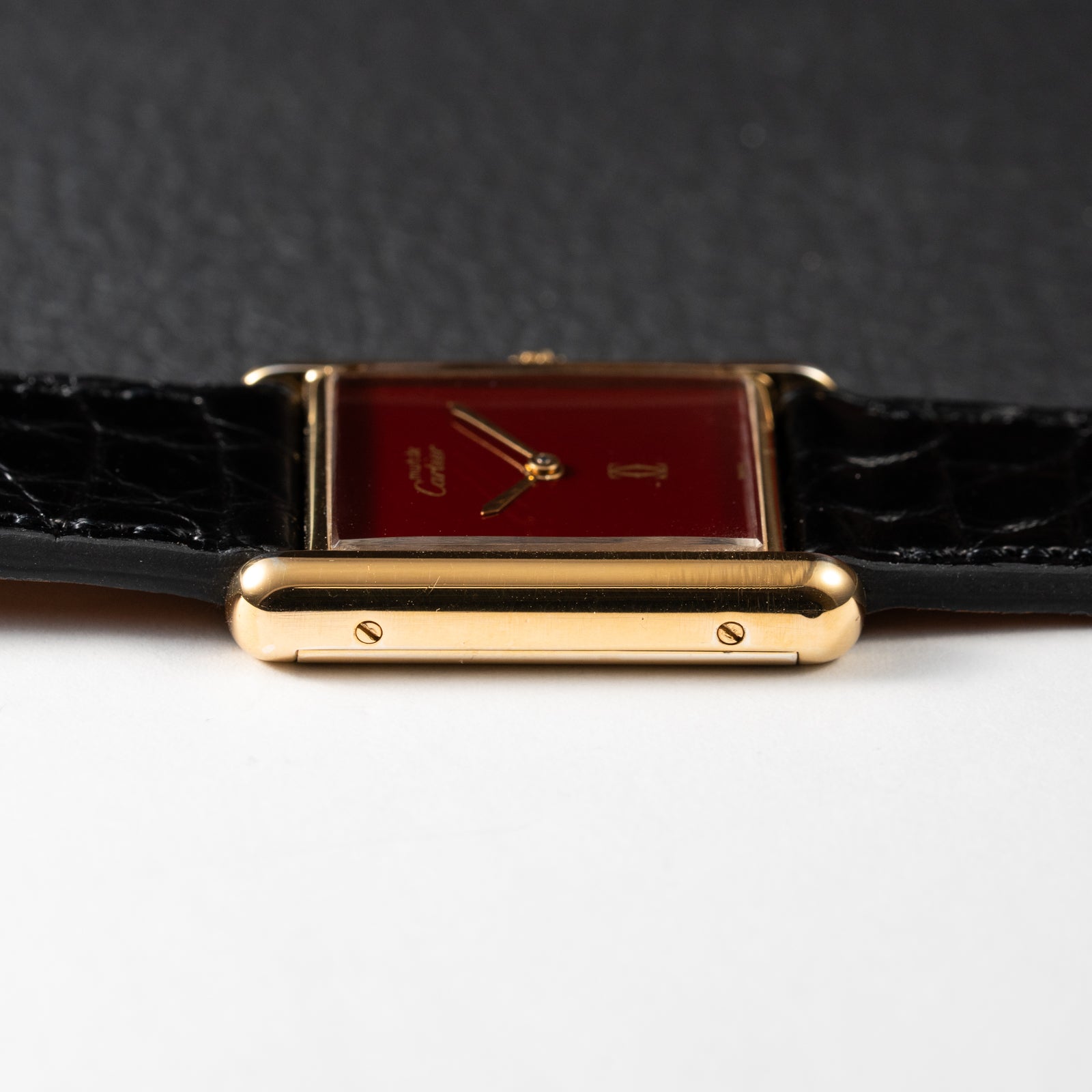 Cartier Must de Tank "Set of Three" Burgundy from 1985 Ultra-Rare Collector’s Treasure