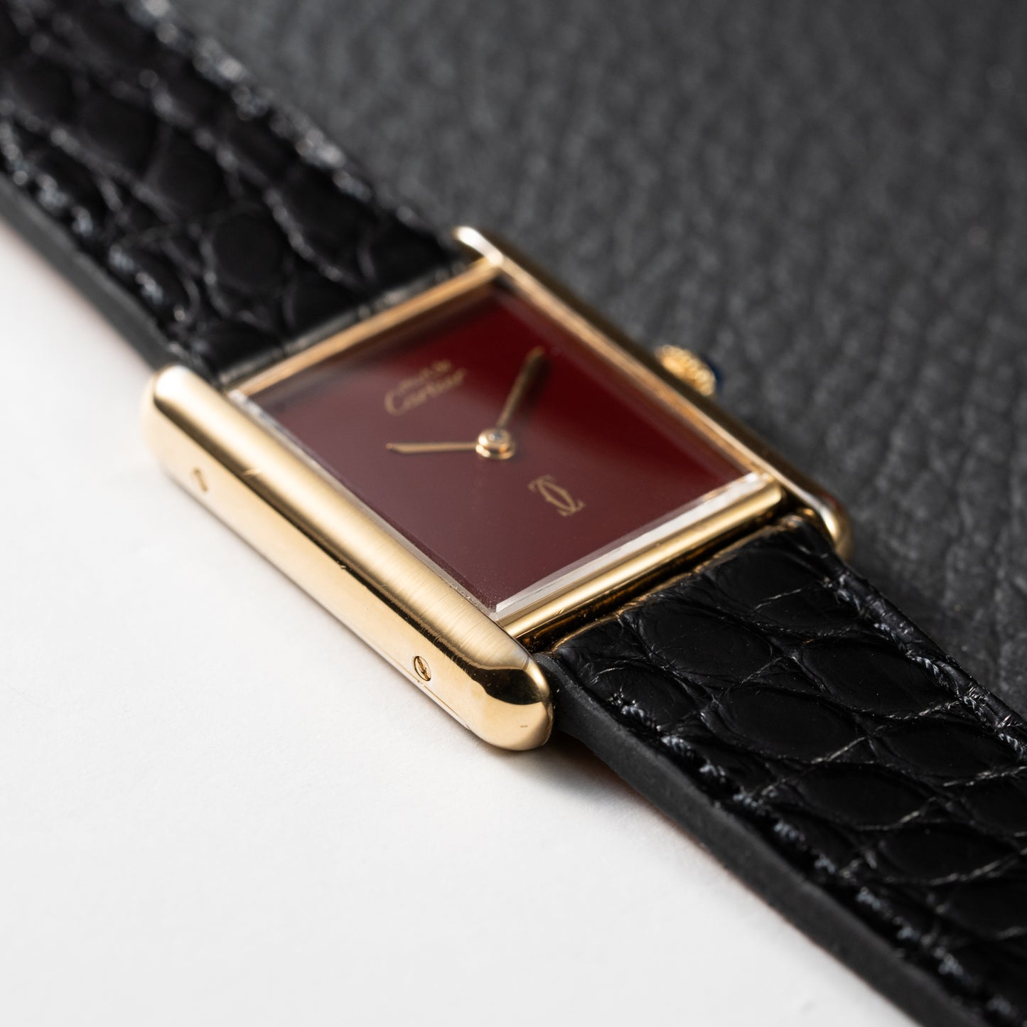 Cartier Must de Tank "Set of Three" Burgundy from 1985 Ultra-Rare Collector’s Treasure