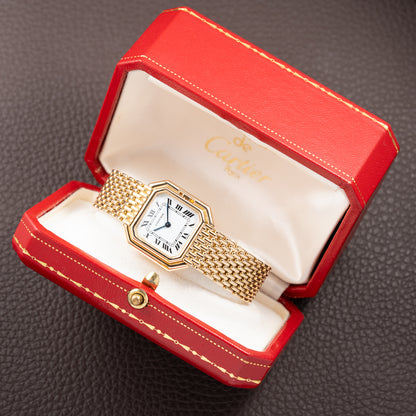 Cartier Ceinture "Paris" Dial Grain de Riz Bracelet 18K Yellow Gold PM Ref. 78100 from 1970s