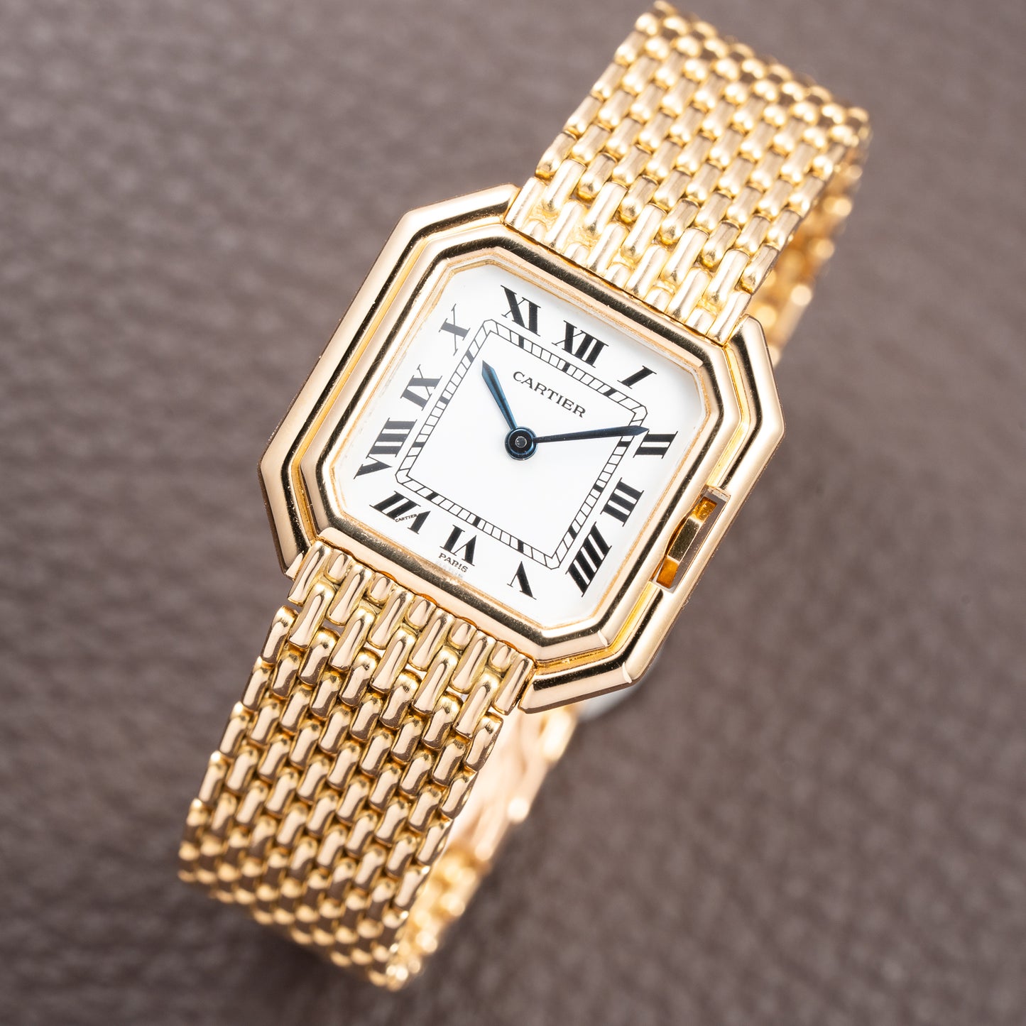 Cartier Ceinture "Paris" Dial Grain de Riz Bracelet 18K Yellow Gold PM Ref. 78100 from 1970s