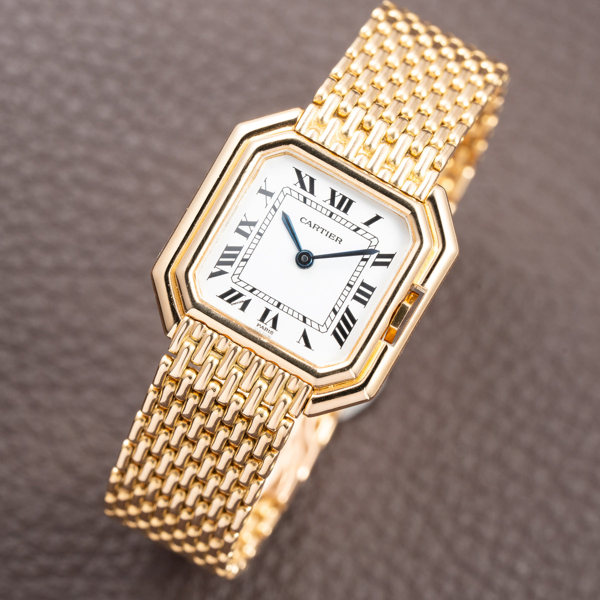 Cartier Ceinture "Paris" Dial Grain de Riz Bracelet 18K Yellow Gold PM Ref. 78100 from 1970s