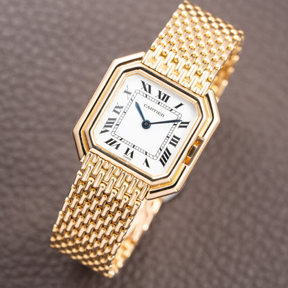 Cartier Ceinture "Paris" Dial Grain de Riz Bracelet 18K Yellow Gold PM Ref. 78100 from 1970s