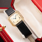 Cartier Ceinture 'Paris' 18K Yellow Gold Rare Art Deco Doré Dial Ref. 78100 Full Set from 1980