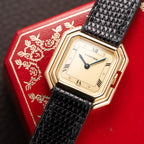 Cartier Ceinture 'Paris' 18K Yellow Gold Rare Art Deco Doré Dial Ref. 78100 Full Set from 1980