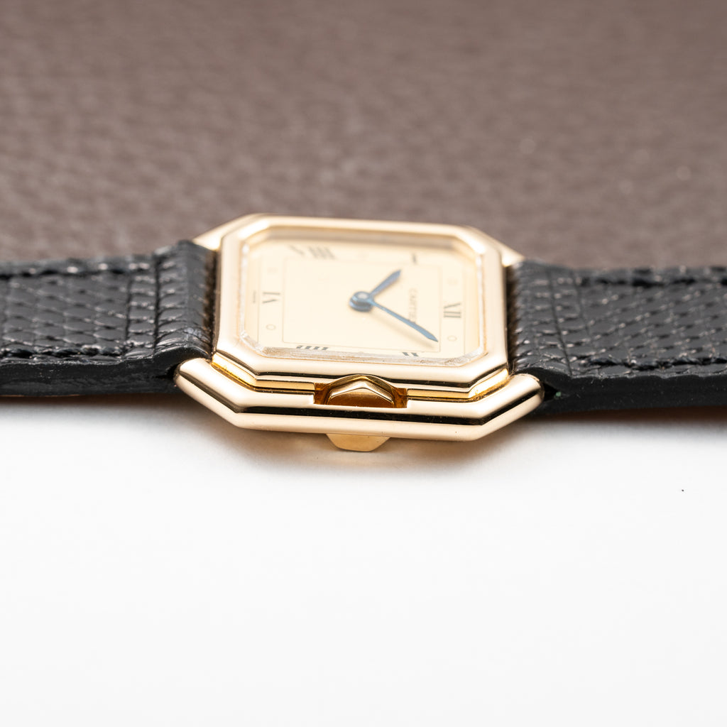 Cartier Ceinture 'Paris' 18K Yellow Gold Rare Art Deco Doré Dial Ref. 78100 Full Set from 1980