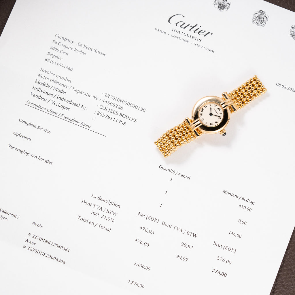 Cartier Colisée “Boules” 18k Yellow Gold – Cartier Service 2026 w/ 2-Year International Warranty Ref. 8057911 from 1990s