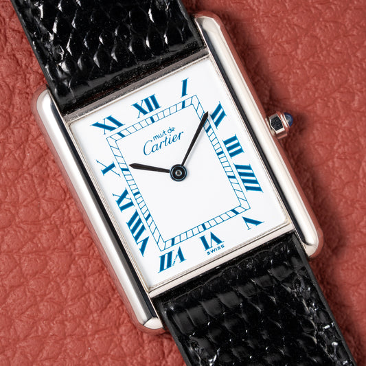 Cartier Must de Tank Silver 925 White Dial Blue Roman GM Ref 6 81001 from 1990s