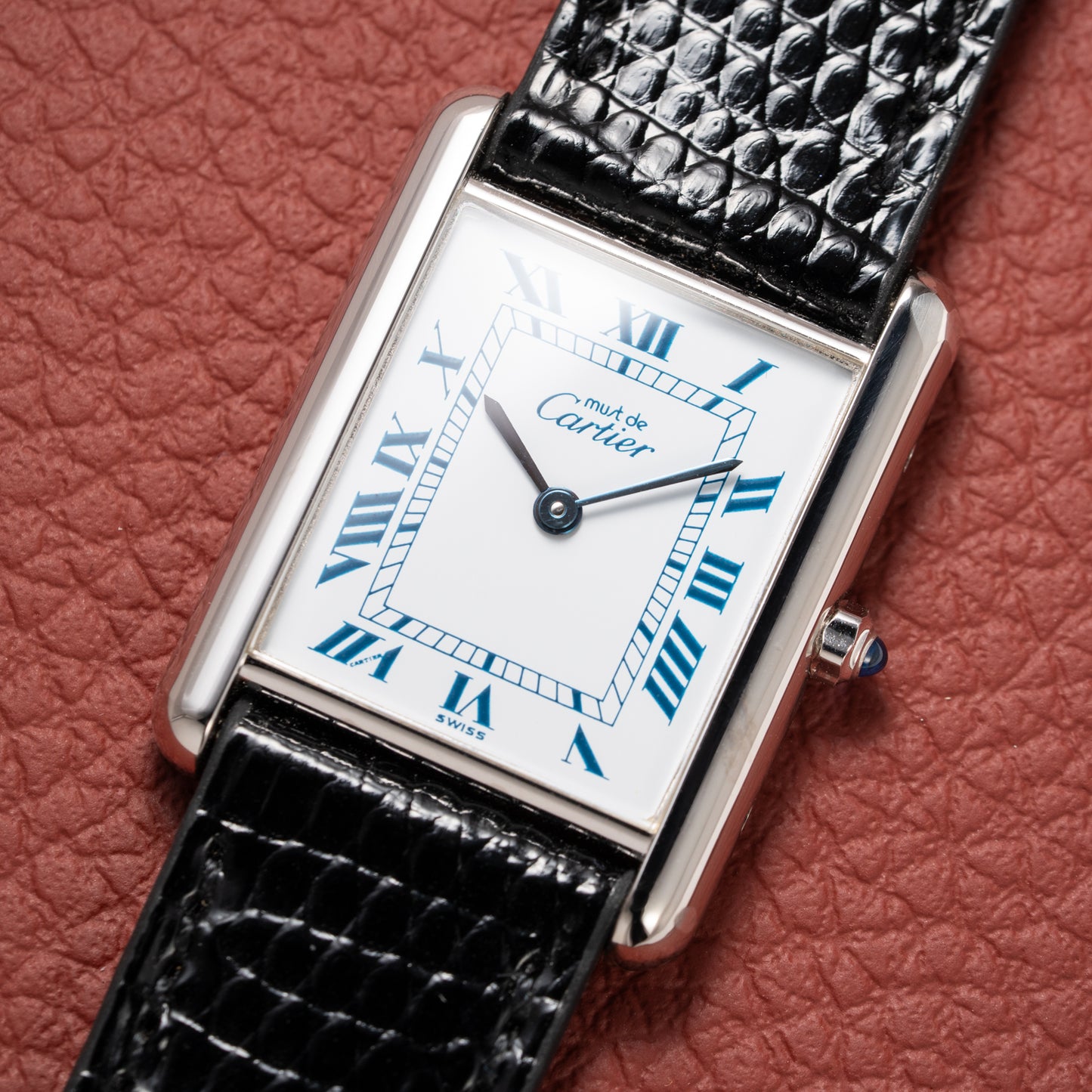 Cartier Must de Tank Silver 925 White Dial Blue Roman GM Ref 6 81001 from 1990s