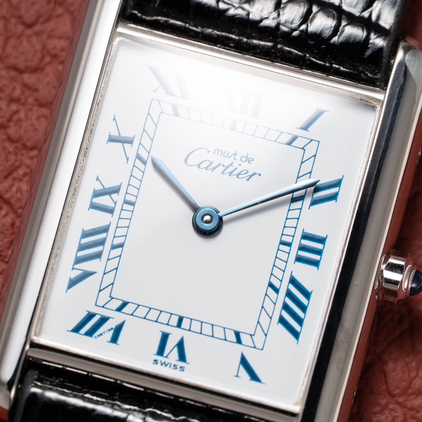 Cartier Must de Tank Silver 925 White Dial Blue Roman GM Ref 6 81001 from 1990s