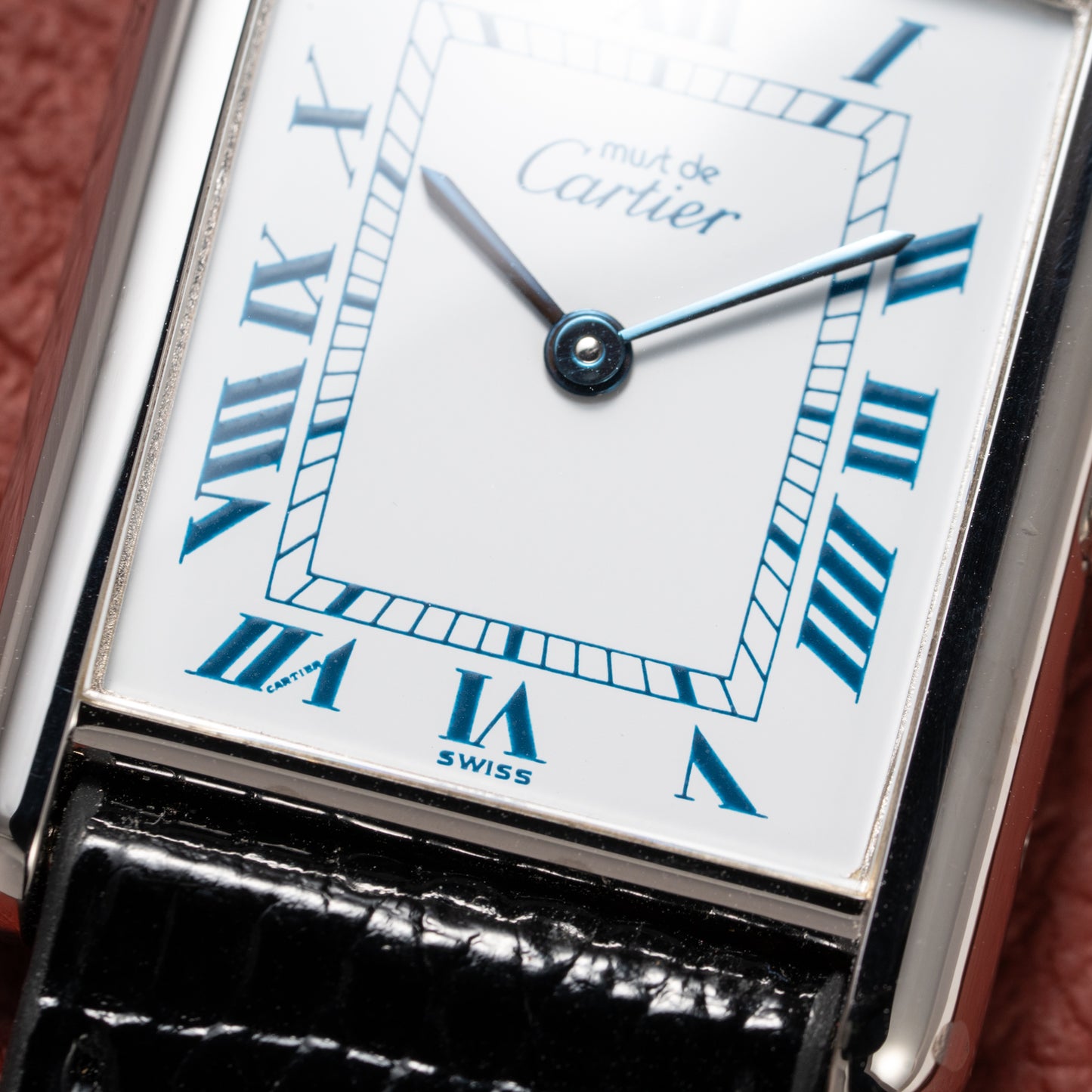 Cartier Must de Tank Silver 925 White Dial Blue Roman GM Ref 6 81001 from 1990s