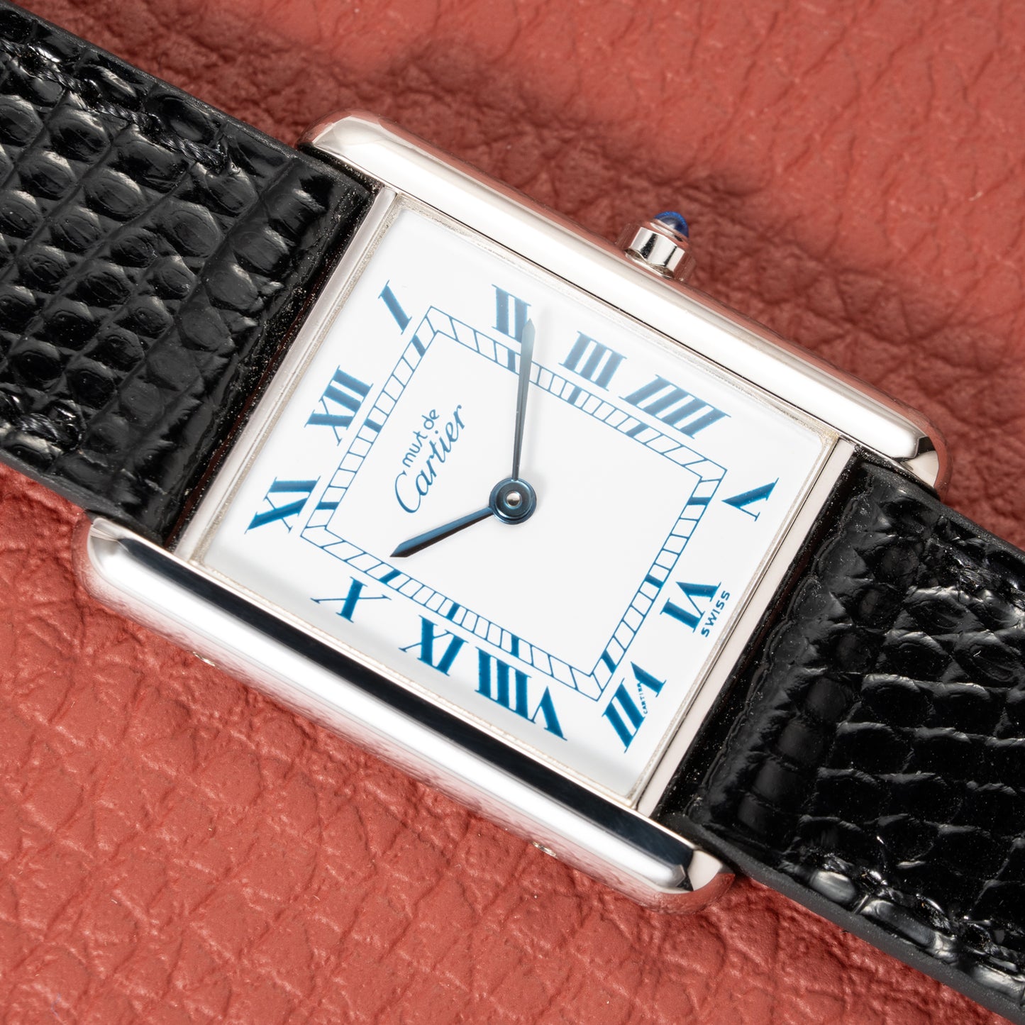 Cartier Must de Tank Silver 925 White Dial Blue Roman GM Ref 6 81001 from 1990s