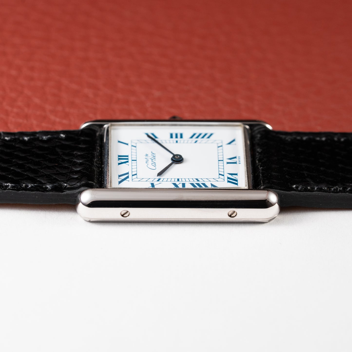 Cartier Must de Tank Silver 925 White Dial Blue Roman GM Ref 6 81001 from 1990s