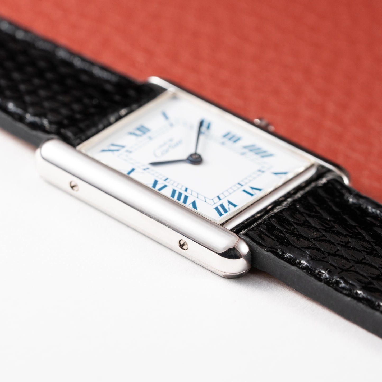 Cartier Must de Tank Silver 925 White Dial Blue Roman GM Ref 6 81001 from 1990s