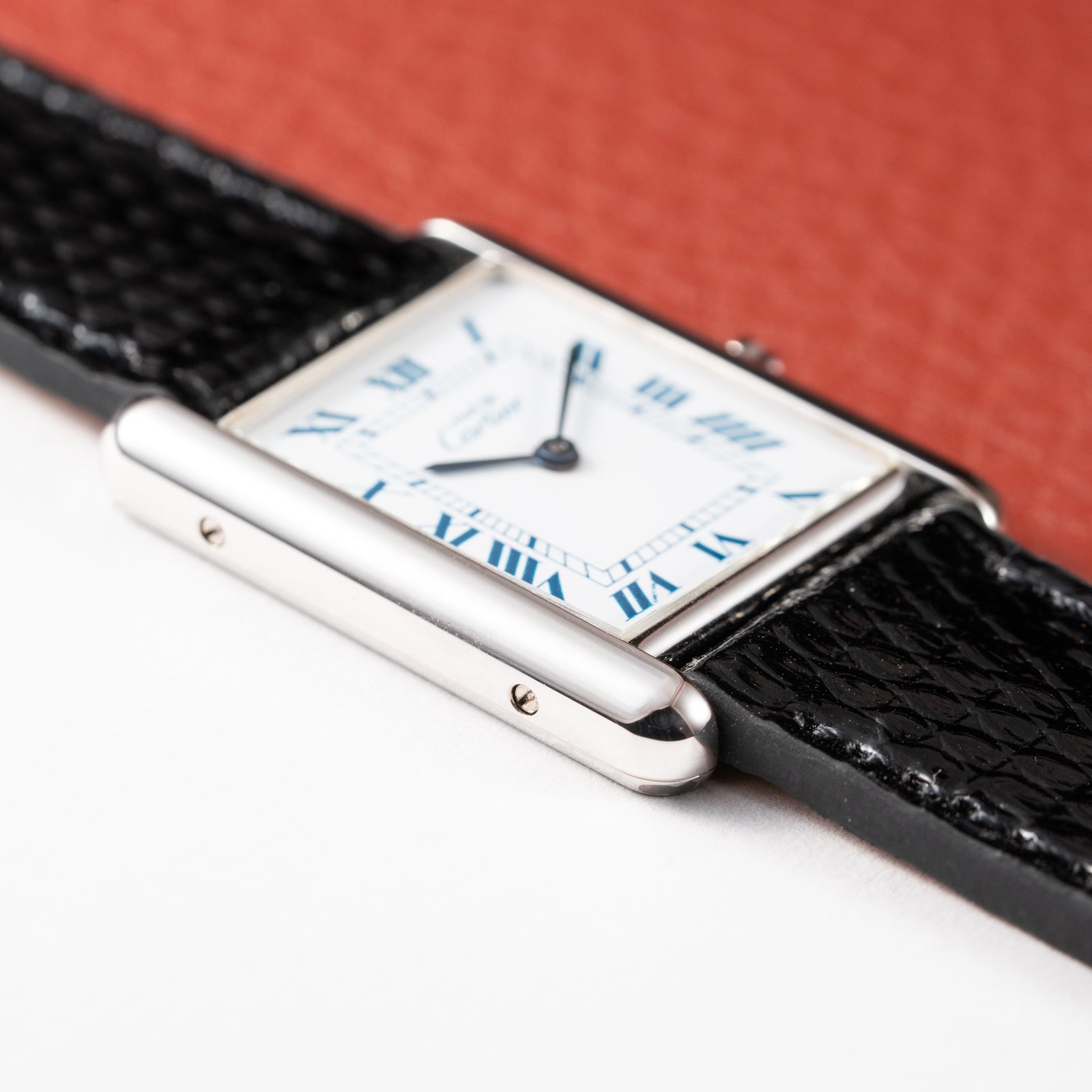 Cartier Must de Tank Silver 925 White Dial Blue Roman GM Ref 6 81001 from 1990s