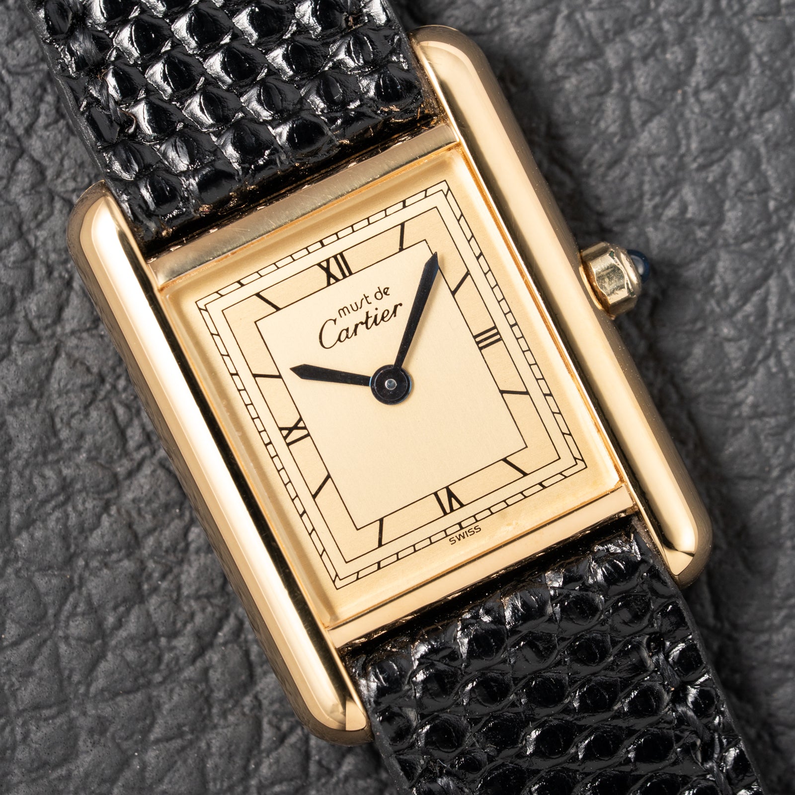 Cartier Must de Tank Vermeil Art Deco Roman Dial Reference 3 66001