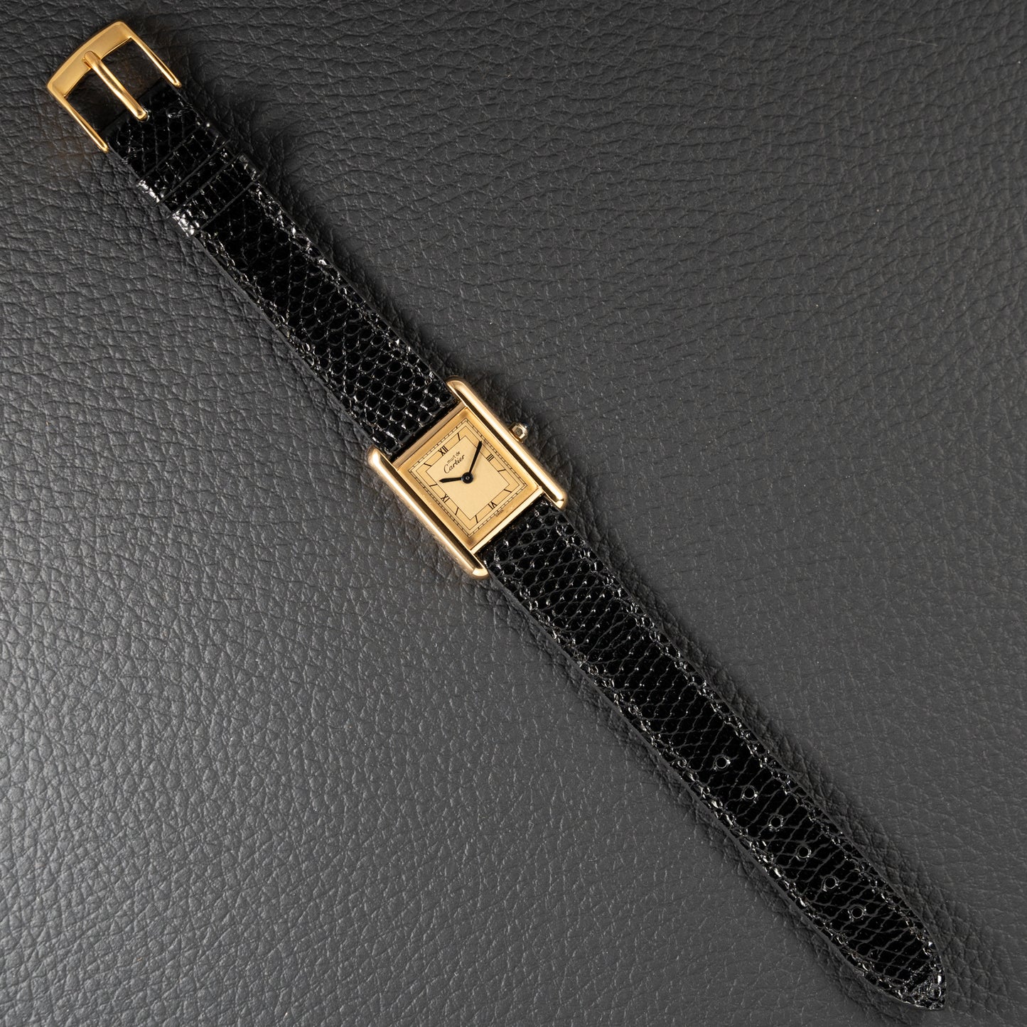 Cartier Must de Tank Vermeil Art Deco Roman Dial Reference 3 66001