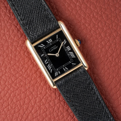 Cartier Must de Tank Vermeil Black Roman Full Set