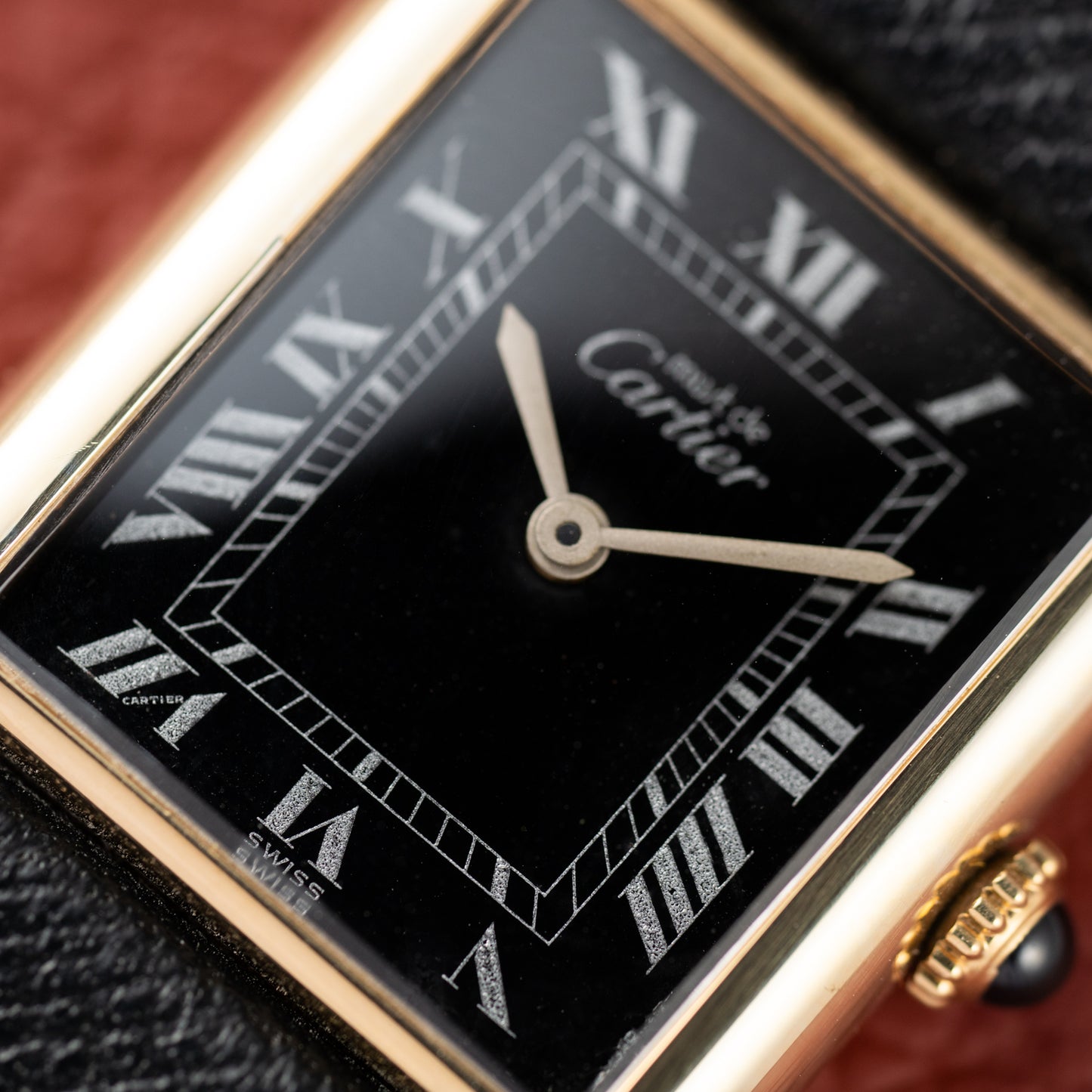 Cartier Must de Tank Vermeil Black Roman Full Set
