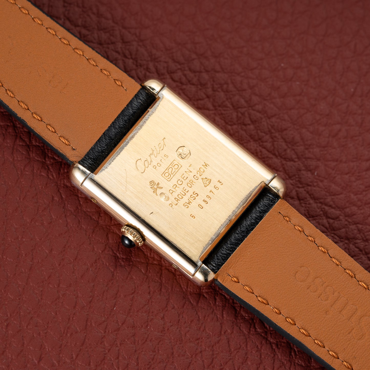 Cartier Must de Tank Vermeil Black Roman Full Set