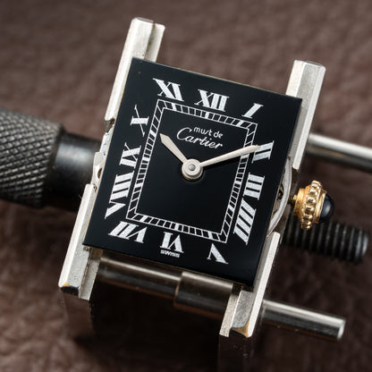 Cartier Tank Vermeil Black Roman Dial PM 1980s