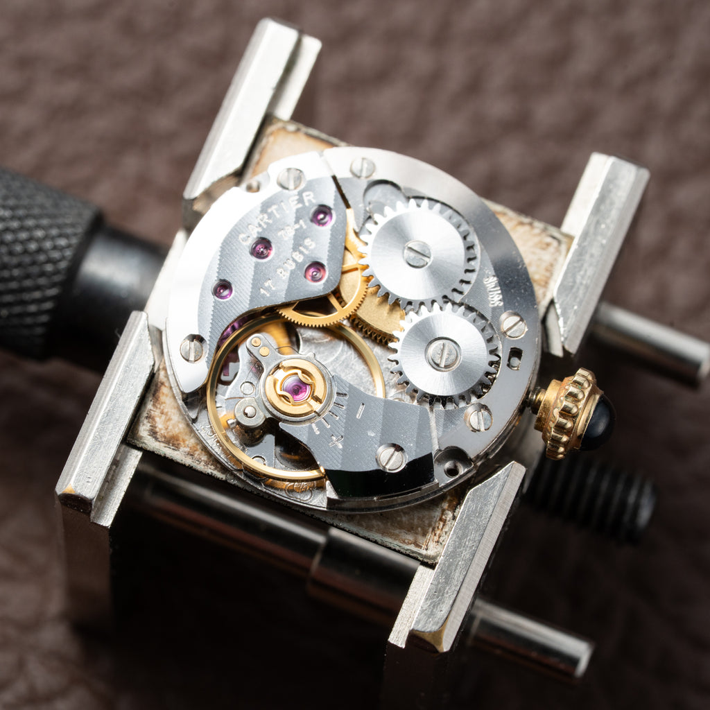 Cartier Tank Vermeil Black Roman Dial PM 1980s