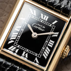 Cartier Tank Vermeil Black Roman Dial PM 1980s