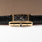 Cartier Tank Vermeil Black Roman Dial PM 1980s