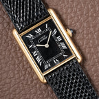 Cartier Must de Tank Vermeil Black Roman GM 1980s