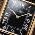 Cartier Must de Tank Vermeil Black Roman GM 1980s