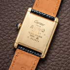 Cartier Must de Tank Vermeil Black Roman GM 1980s