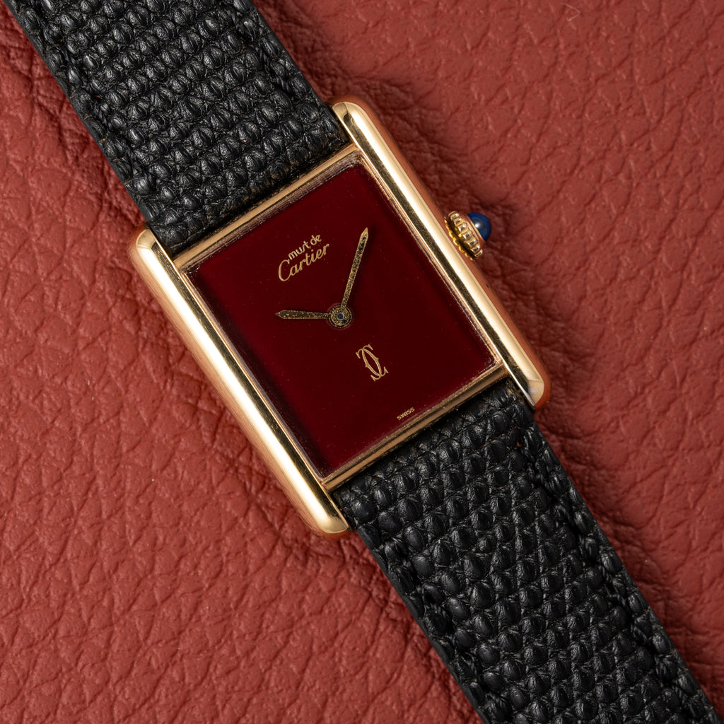 Cartier Must de Tank Vermeil Burgundy Ultra Full Set from 1981