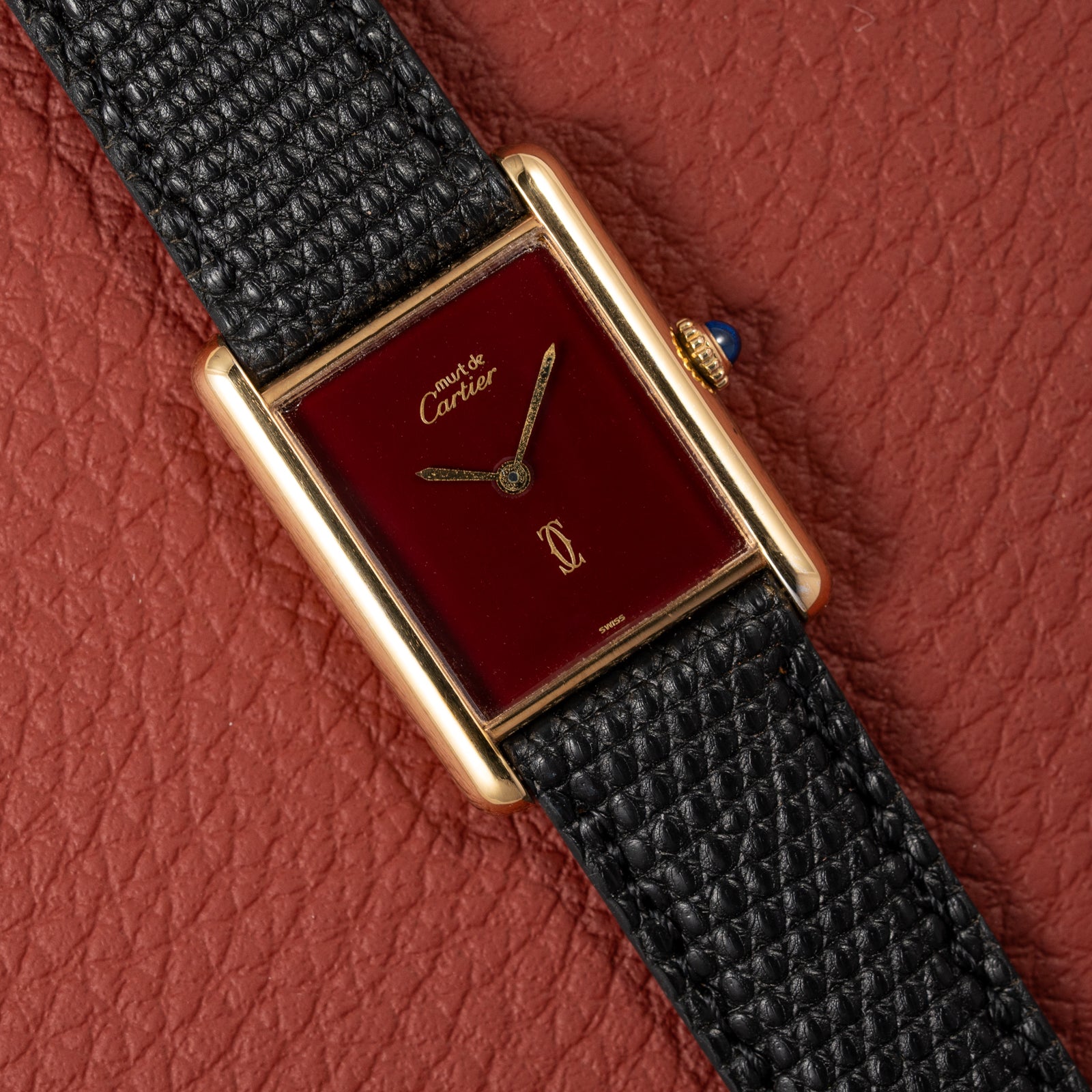 Cartier Must de Tank Vermeil Burgundy Ultra Full Set from 1981