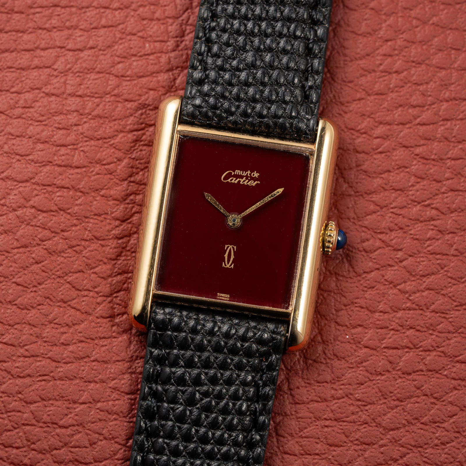 Cartier Must de Tank Vermeil Burgundy Ultra Full Set from 1981