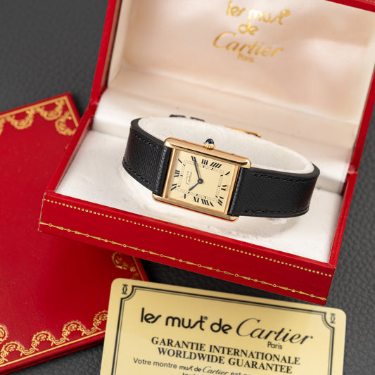 Cartier Must de Tank Vermeil Lemon Roman Full Set from 1979