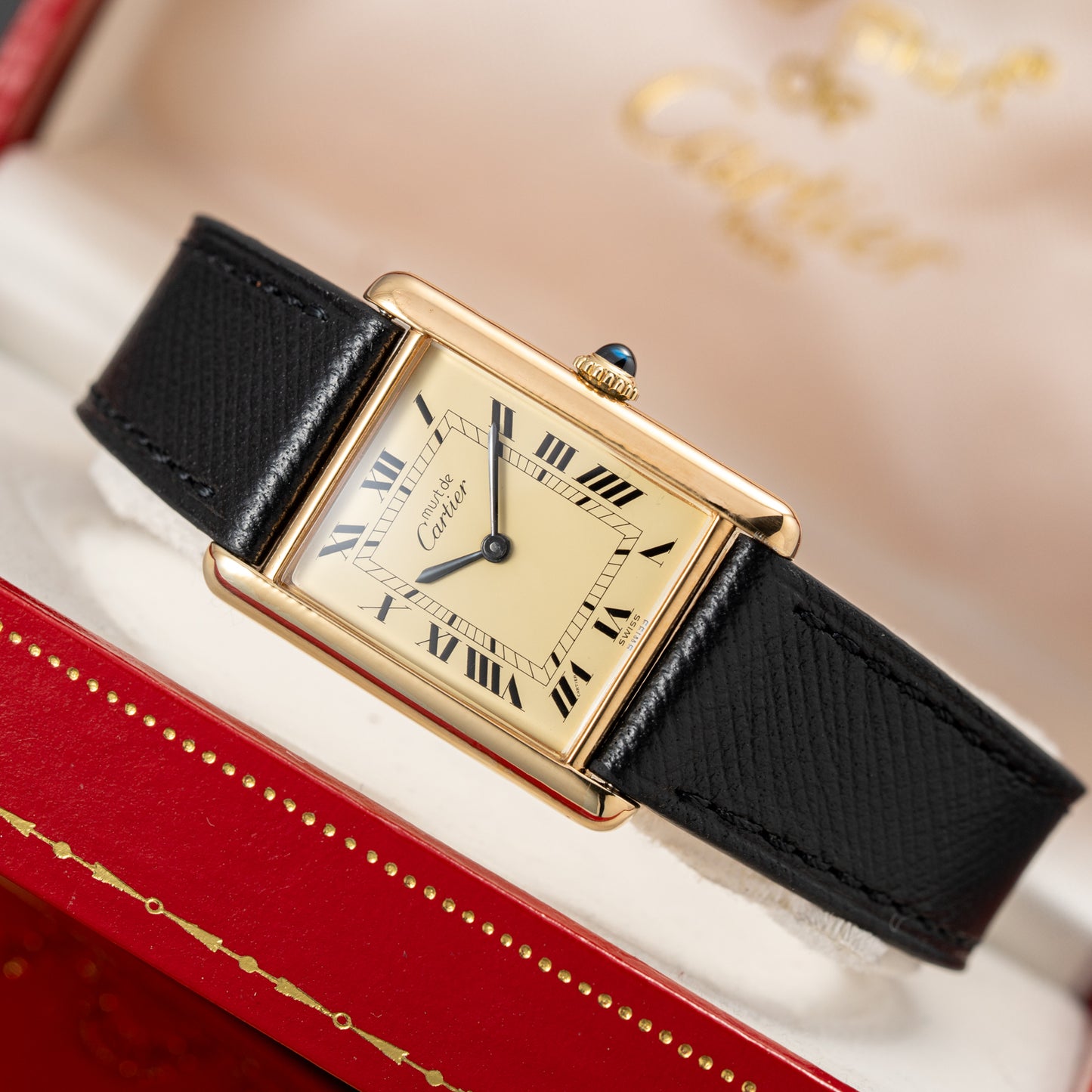 Cartier Must de Tank Vermeil Lemon Roman Full Set from 1979