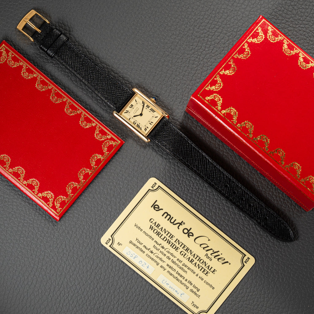Cartier Must de Tank Vermeil Lemon Roman Full Set from 1979