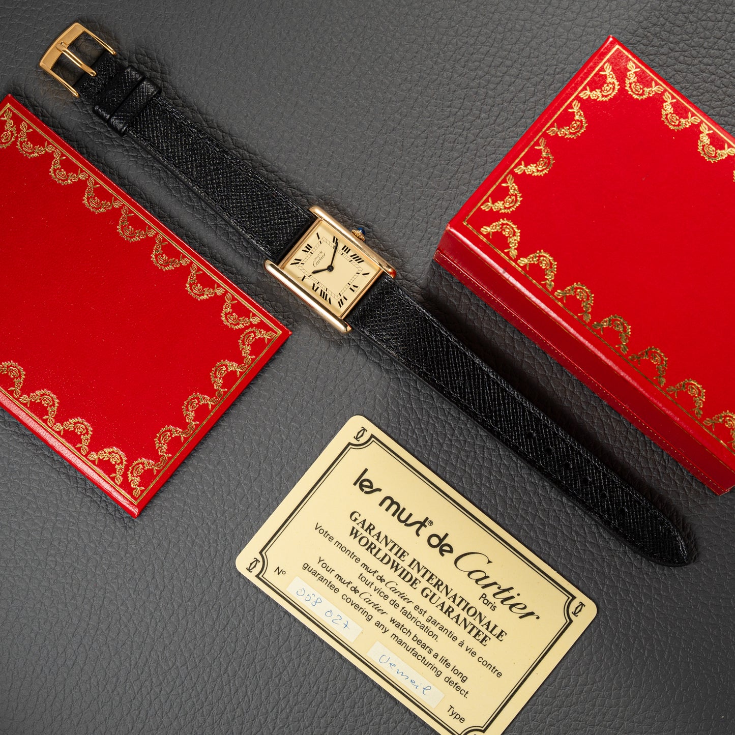 Cartier Must de Tank Vermeil Lemon Roman Full Set from 1979