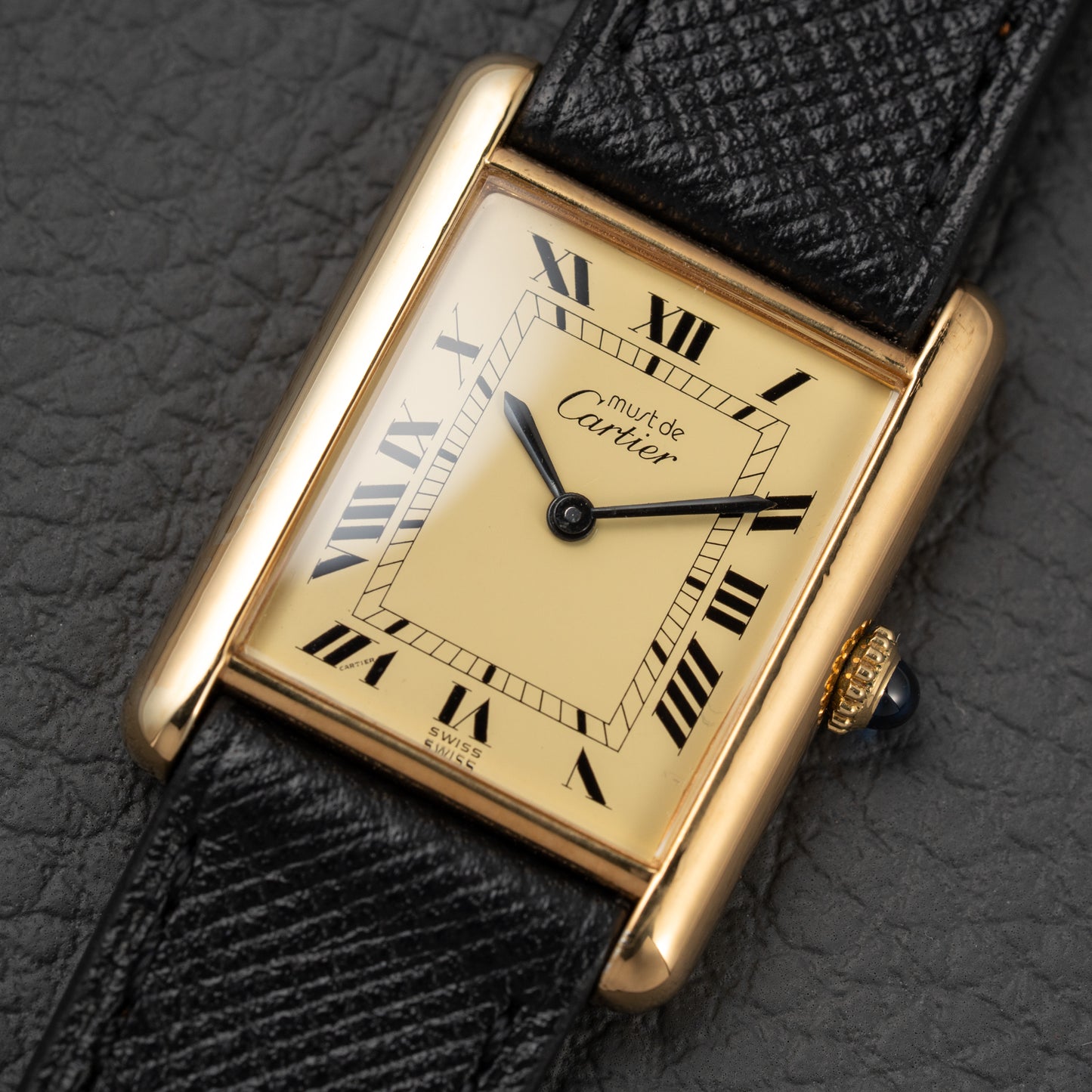 Cartier Must de Tank Vermeil Lemon Roman Full Set from 1979
