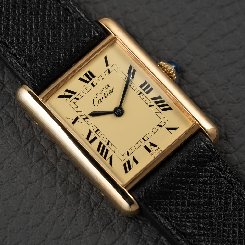 Cartier Must de Tank Vermeil Lemon Roman Full Set from 1979