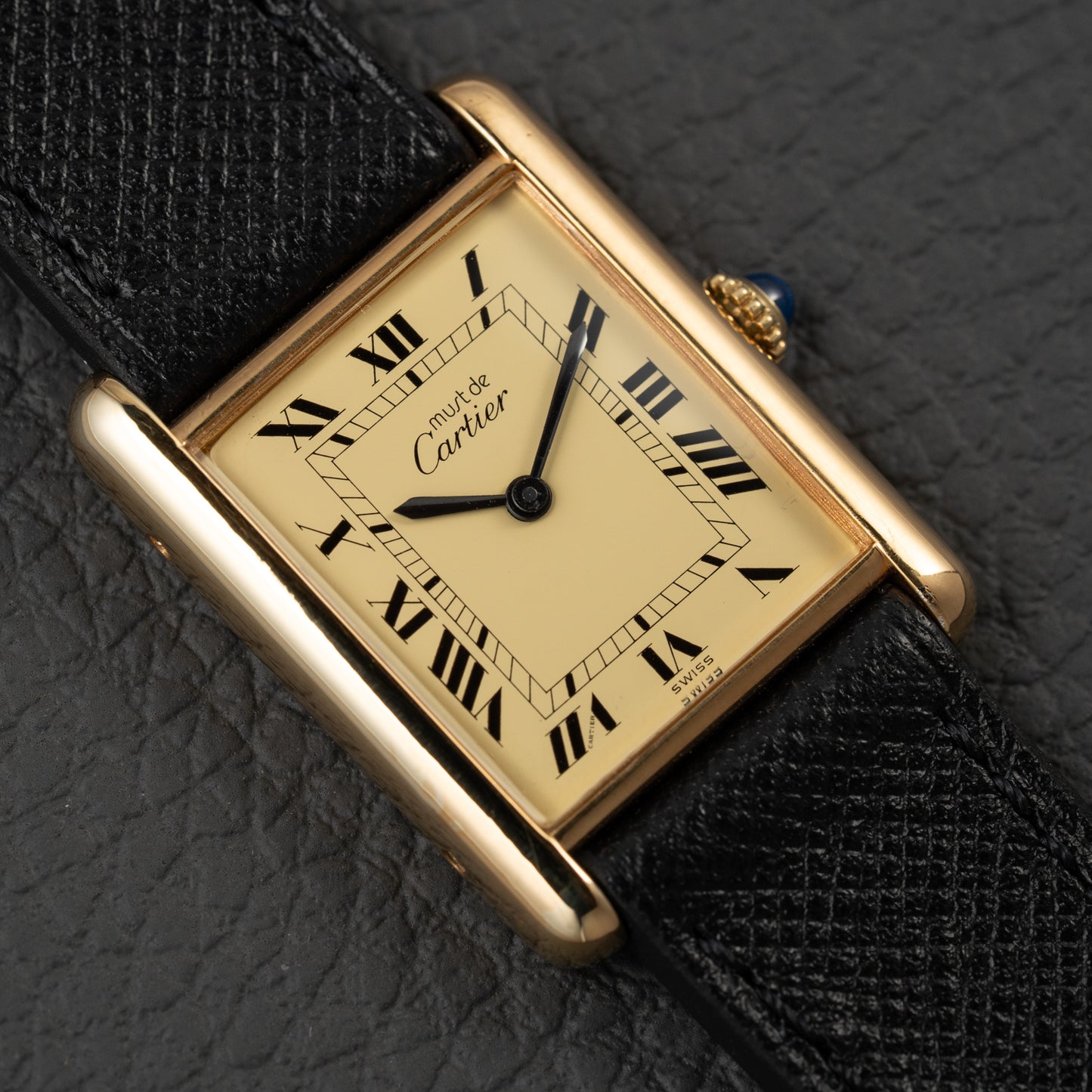 Cartier Must de Tank Vermeil Lemon Roman Full Set from 1979