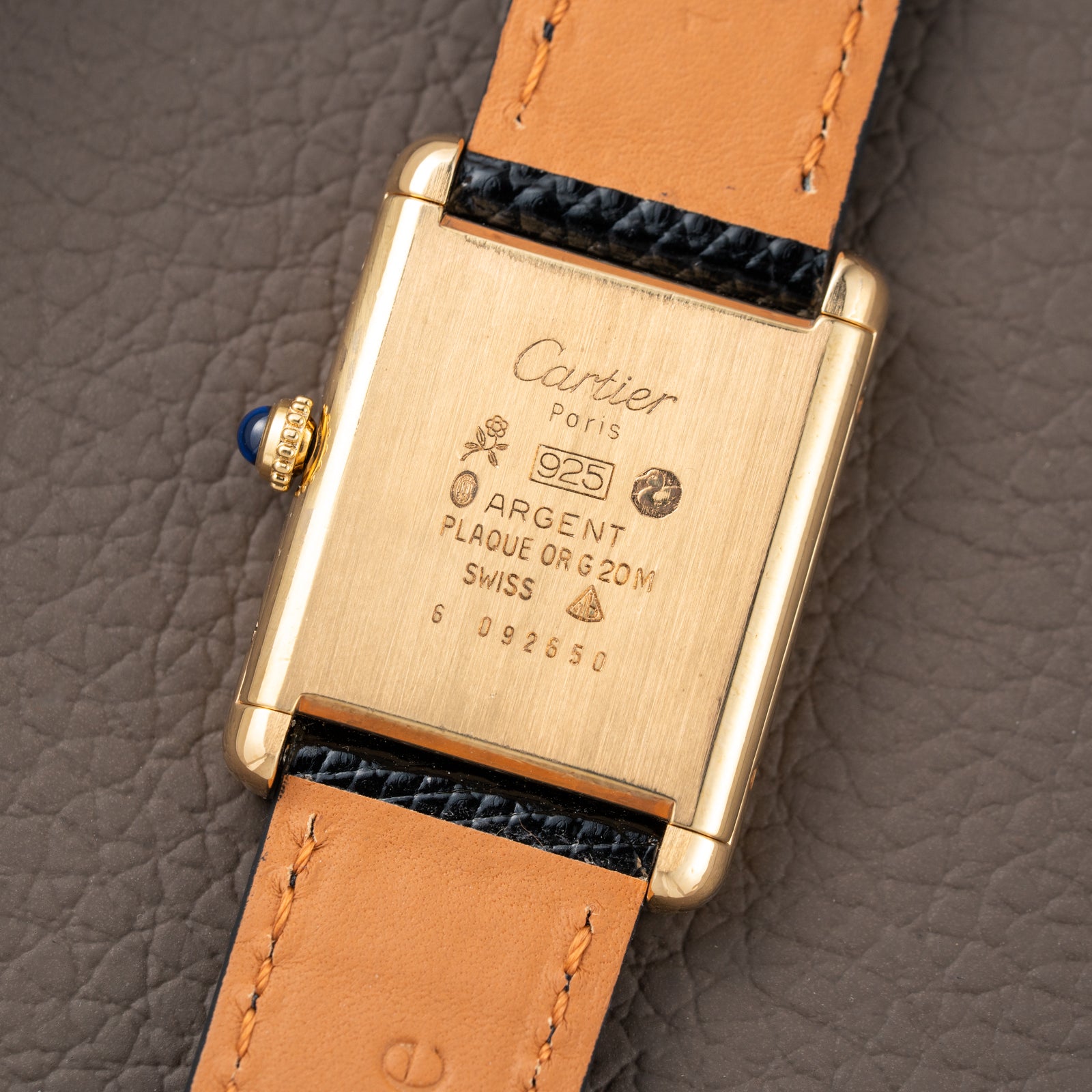 Cartier Must de Tank Vermeil GM 1980s with Lapis Lazuli Dial