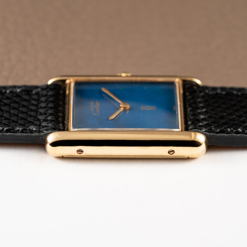Cartier Must de Tank Vermeil GM 1980s with Lapis Lazuli Dial