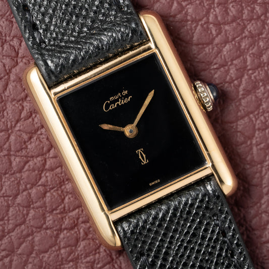 Cartier Tank Must de Vermeil Black Dial PM 1980s