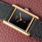 Cartier Tank Must de Vermeil Black Dial PM 1980s