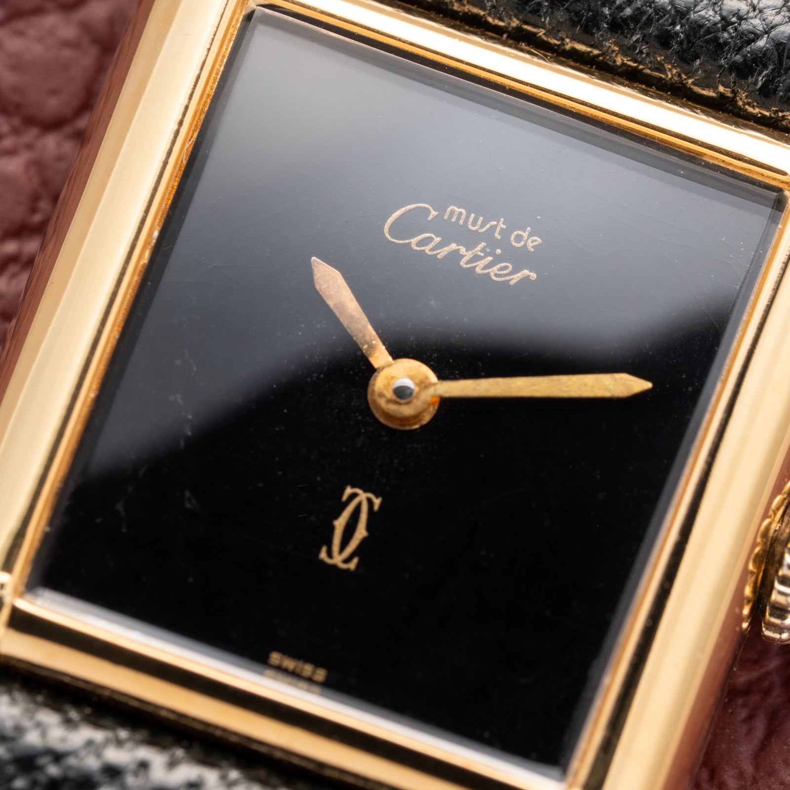 Cartier Tank Must de Vermeil Black Dial PM 1980s