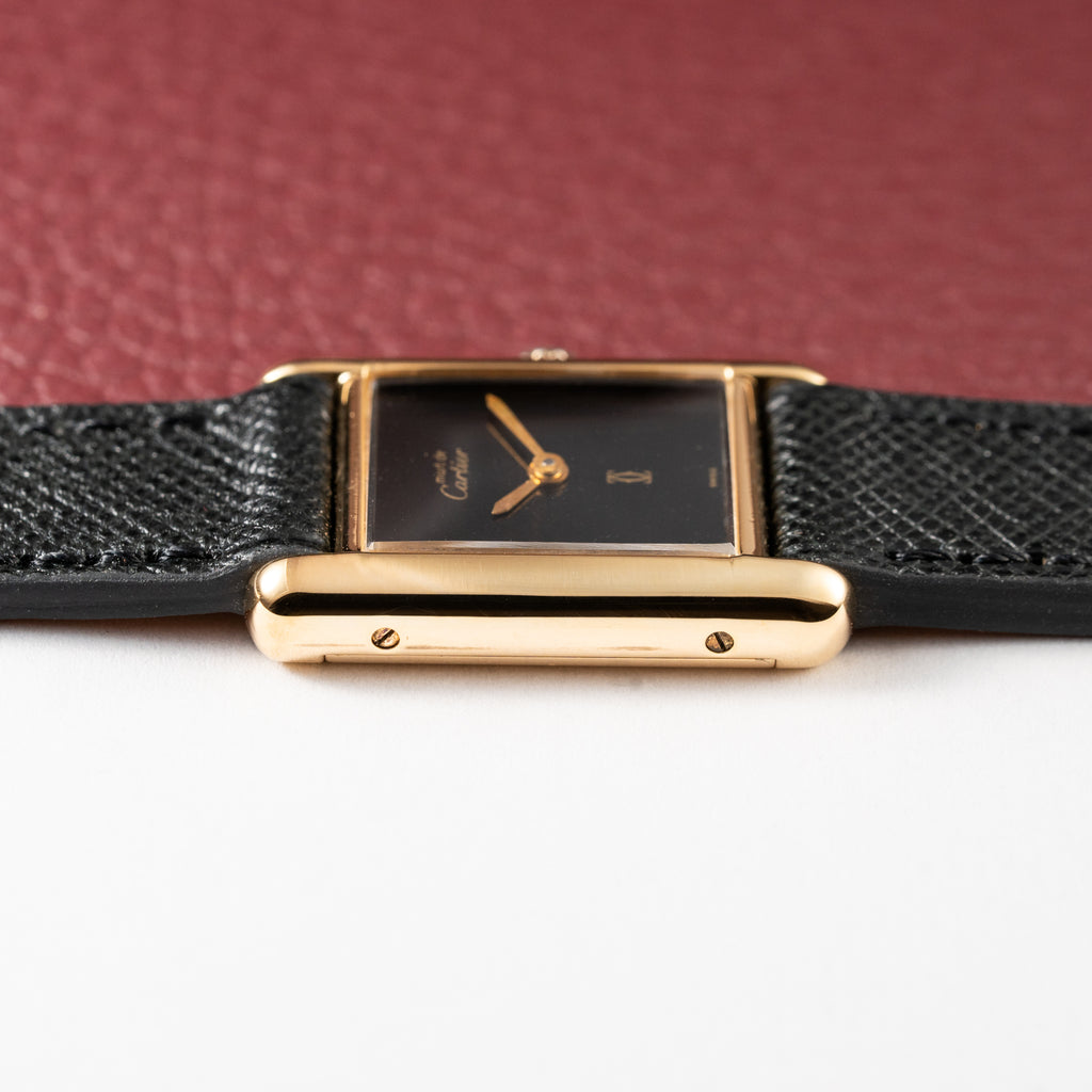 Cartier Tank Must de Vermeil Black Dial PM 1980s