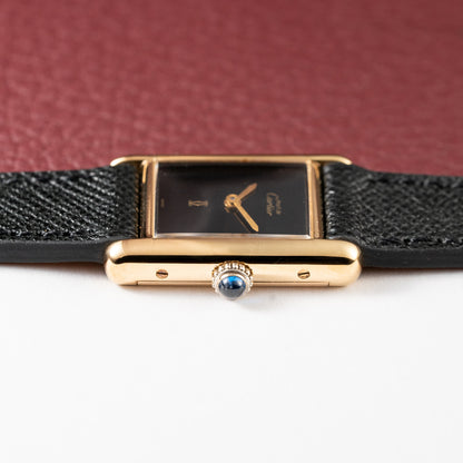 Cartier Tank Must de Vermeil Black Dial PM 1980s