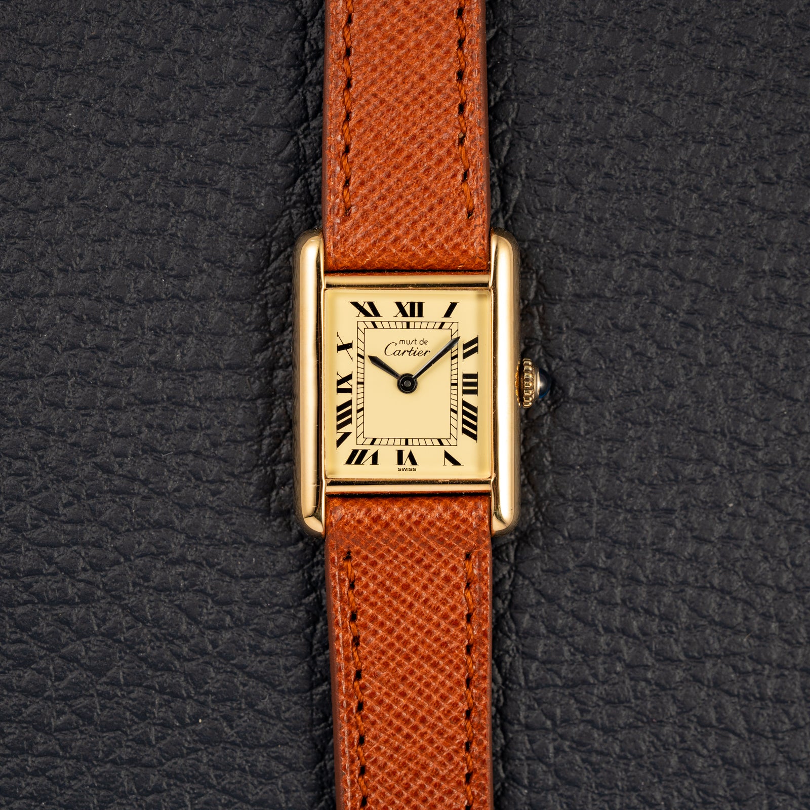Cartier Tank Vermeil Full Set Roman Lemon Dial from 1981