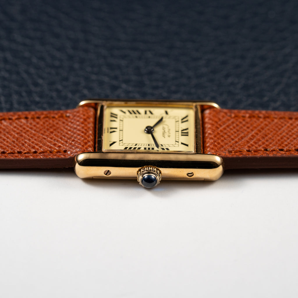 Cartier Tank Vermeil Full Set Roman Lemon Dial from 1981
